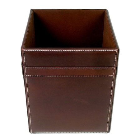 Rustic Brown Leather Square Waste Basket